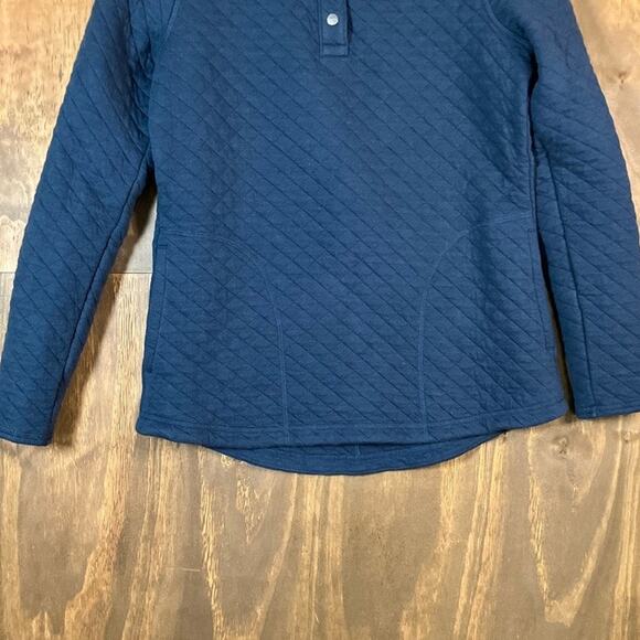 Duluth Trading Company Womens Sweatshirt Blue Quilted 1/4 Button Pullover XS - Picture 3 of 11